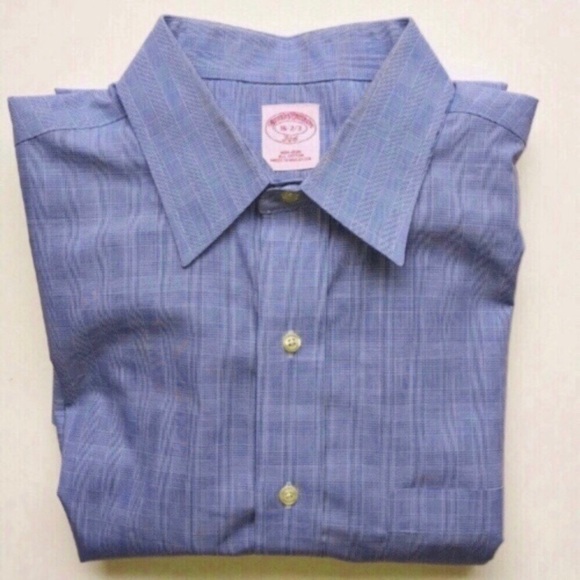 Brooks Brothers Shirt size Large Oxford Blue Check tag 16 2/3 - Picture 4 of 5